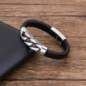 Leather Men's black  Bracelet